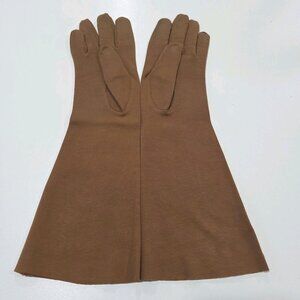 Vintage 1950s ELVETTE DAWNELLE Brown Cotton Women Gloves Size 7 Extra Long USA